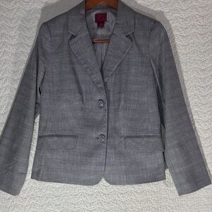 212 Collection Light Gray Plaid Tailored Blazer